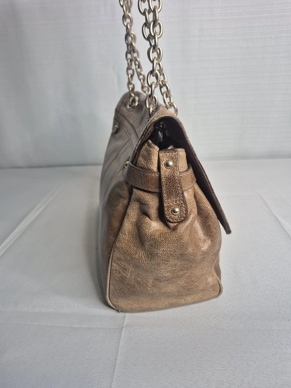 Banana Republic Vintage-Style Brown Leather Chain Shoulder Bag
